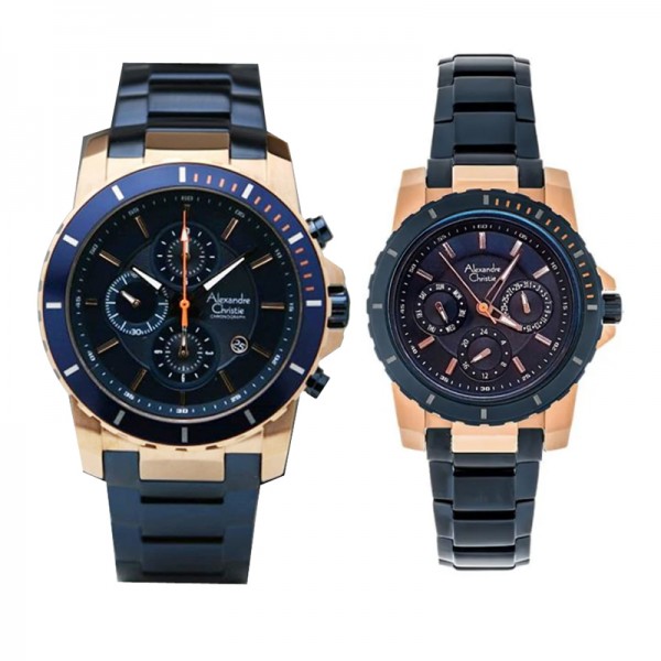 Alexandre Christie AC 6141 Rosegold Blue New Couple